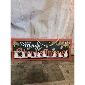 Wooden‎ lighted merry Xmas snowflake snowman mistletoe decor sign